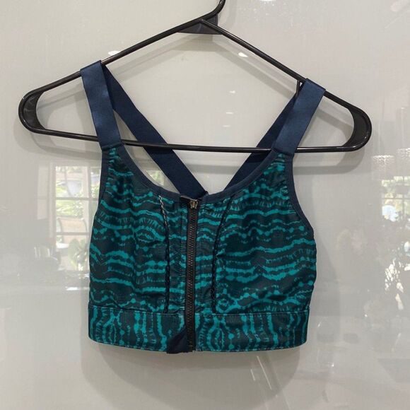 Fabletics Women's Zoe High Impact Sports Bra Zipper Tidal Print S - Picture 4 of 7